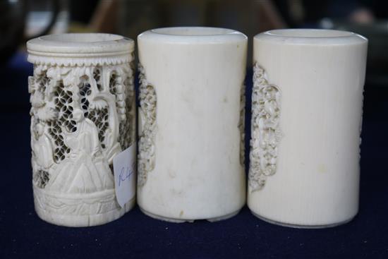 Three Chinese ivory vases